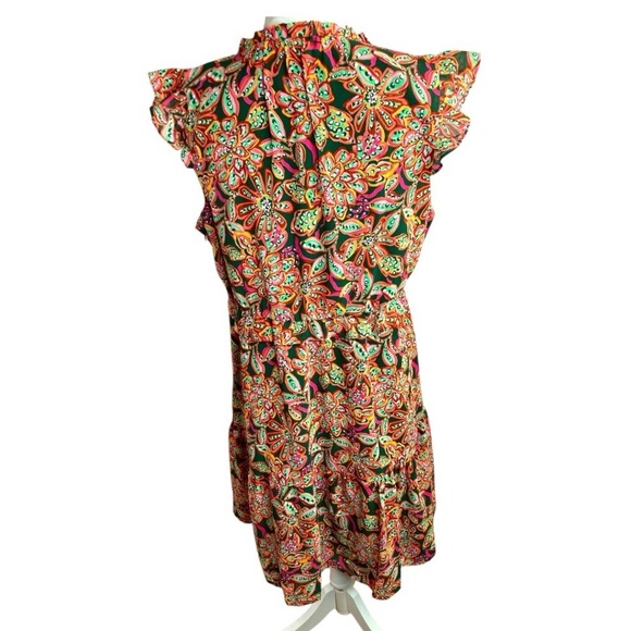 J.Crew Factory Floral Print Ruffle V-neck Mini Dress - Picture 4 of 14
